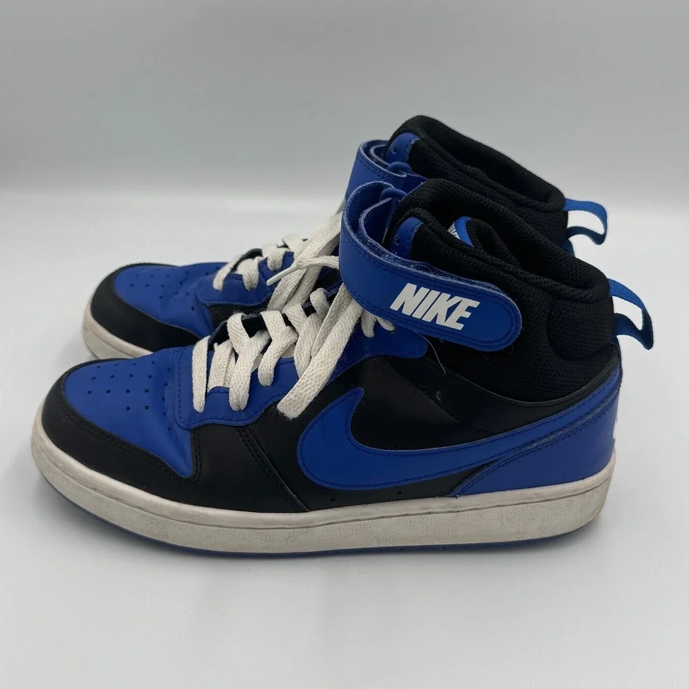 Nike Black and Blue Court Borough Mid 2 Sneakers 5.5Y NO BOX